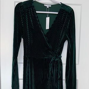 Baltic Born Emerald Jada Ribbed Velvet Wrap Maxi